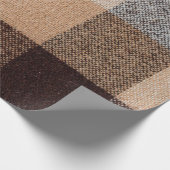 茶色市松模様にのウールの格子縞の布地のテクスチャ。タータンチェック  ラッピングペーパー (角)