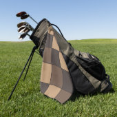 茶色市松模様に ゴルフタオル (グリーン)