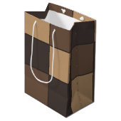 茶色市松模様に ミディアムペーパーバッグ (正面アングル)