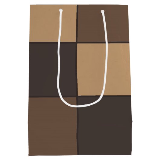 茶色市松模様に ミディアムペーパーバッグ (裏面)
