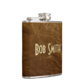 茶色擦り切れた革 フラスク (右)