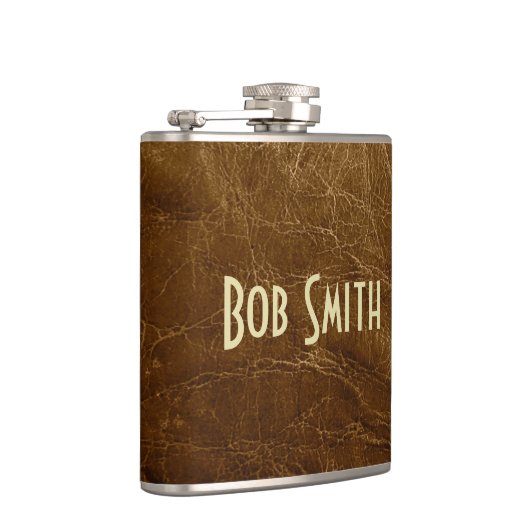 茶色擦り切れた革 フラスク (右)