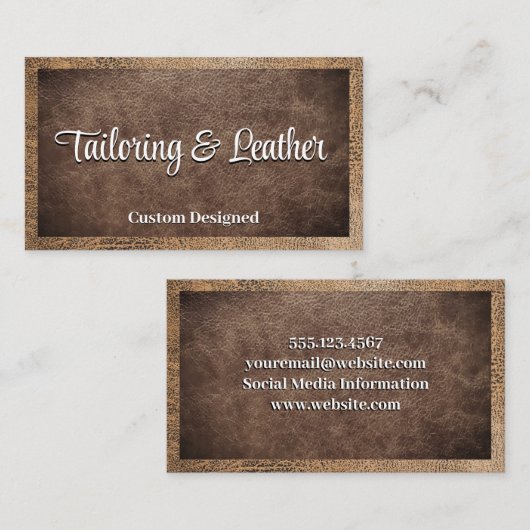 茶色擦り切れた革 名刺 (正面/裏面)