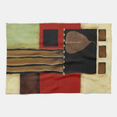 茶色数々のの葉を絵画持つ着色パネル キッチンタオル (横)