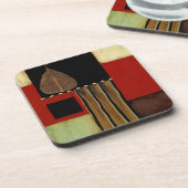 茶色数々のの葉を絵画持つ着色パネル コースター (左側)