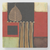 茶色数々のの葉を絵画持つ着色パネル ストーンコースター (正面)