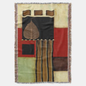 茶色数々のの葉を絵画持つ着色パネル スローブランケット (正面縦)