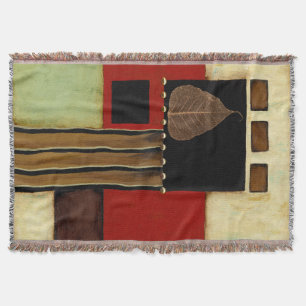 茶色数々のの葉を絵画持つ着色パネル スローブランケット