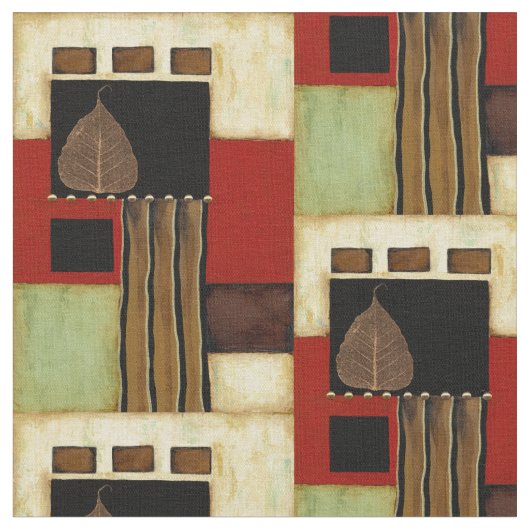 茶色数々のの葉を絵画持つ着色パネル ファブリック (クローズアップ)