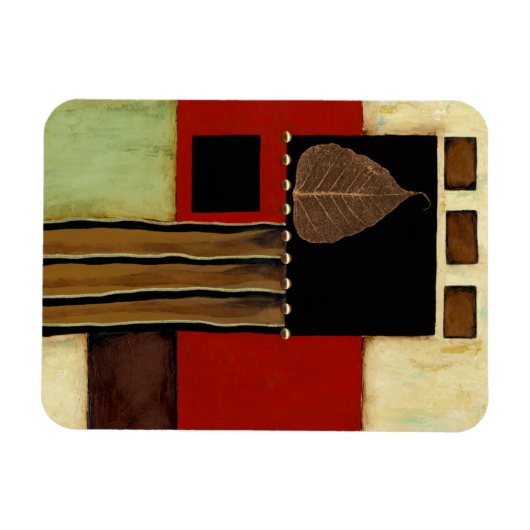 茶色数々のの葉を絵画持つ着色パネル マグネット (横)