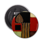 茶色数々のの葉を絵画持つ着色パネル 栓抜き (正面)