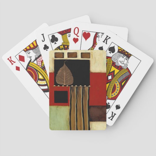 茶色数々のの葉絵画を持つパネル トランプ (裏面)