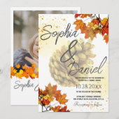 茶色水彩の秋 招待状 (正面/裏面)