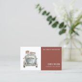 茶色水彩タクシー採用タクシー運転士サービス 名刺 (スタンド正面)