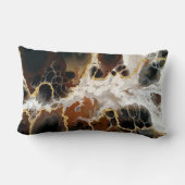 茶色流体アート大理石ゴールドメタリック ランバークッション (裏面)