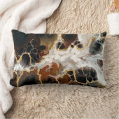 茶色流体アート大理石ゴールドメタリック ランバークッション (ブランケット)