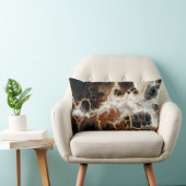 茶色流体アート大理石ゴールドメタリック ランバークッション (椅子)