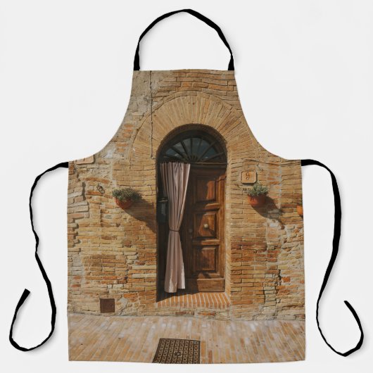 茶色煉瓦壁の茶色木戸 エプロン (正面)