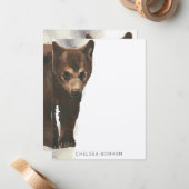 茶色熊の子の水色ノートカード ノートカード (正面/裏面インサイチュ)