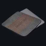 茶色男らしと灰色の革 ラップトップスリーブ<br><div class="desc">ブラウンとダークグレーのヴィンテージのイメージはステッチ効果で革を見る。カスタマイズ可能なモノグラム</div>