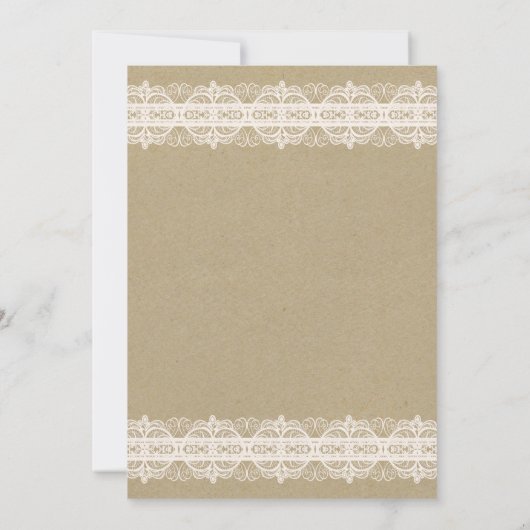 茶色紙と白レースの自然な田園調の結婚式 招待状 (裏面)