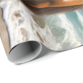 茶色素晴らしの馬がビーチに ラッピングペーパー (ロールコーナー)