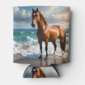 茶色素晴らしの馬がビーチに 缶クーラー (正面)