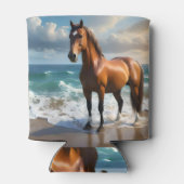 茶色素晴らしの馬がビーチに 缶クーラー (裏面)