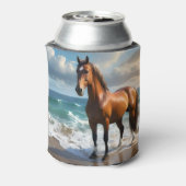 茶色素晴らしの馬がビーチに 缶クーラー (缶裏面)