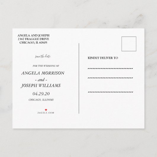 茶色素朴と白のセーブ・ザ・デート案内 案内ポストカード (裏面)