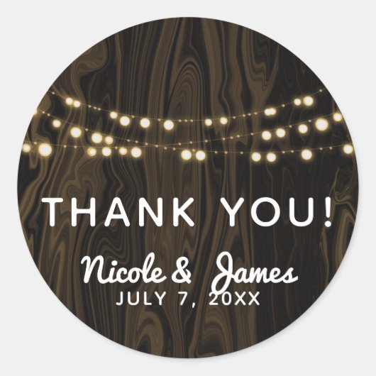 茶色素朴のお洒落木製ストリングラ結婚イト ラウンドシール (正面)