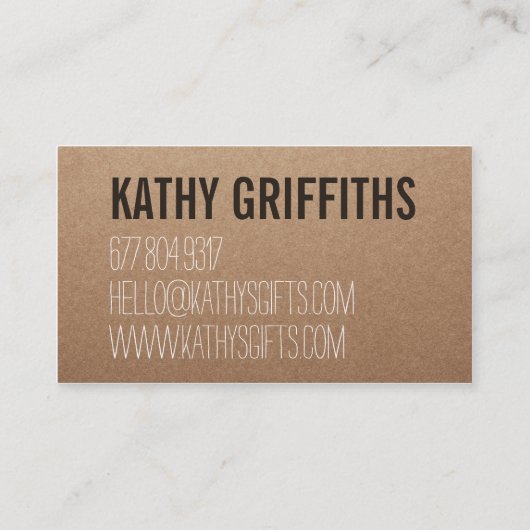 茶色素朴のクモダンラフト紙手作りの厚紙 名刺 (裏面)