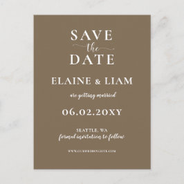 茶色素朴のシンプル書道の日付を保存 案内ポストカード