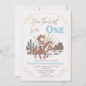 茶色素朴のフレーム西が1歳の誕生日だった 招待状 (正面)
