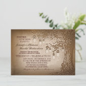 茶色素朴のメイスンの木の結婚式招待状 招待状 (スタンド正面)