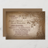 茶色素朴のメイスンの木の結婚式招待状 招待状 (正面/裏面)