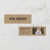 茶色素朴のモダンクラフト紙手作りジュエリー スキニー名刺 (正面/裏面)