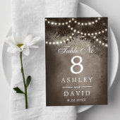 茶色素朴のライトの結婚列 テーブルナンバー