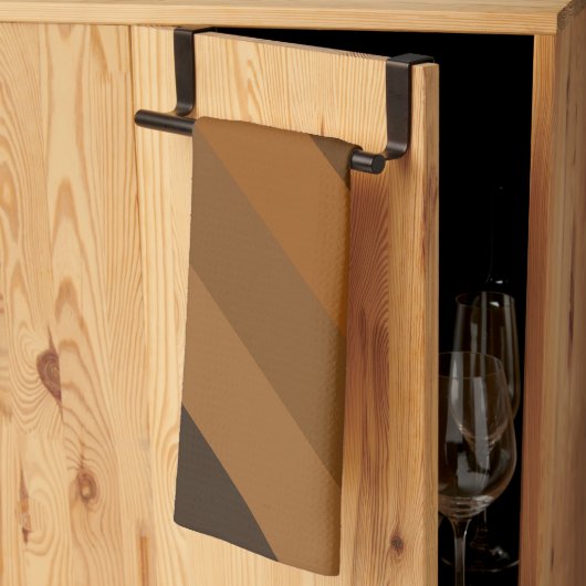 茶色素朴の斜ストライプ線 キッチンタオル (三つ折り)