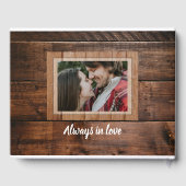 茶色素朴の木のカップルの結婚写真 ゲストブック (裏面)