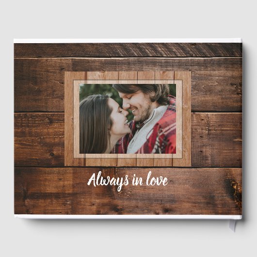 茶色素朴の木のカップルの結婚写真 ゲストブック (裏面)