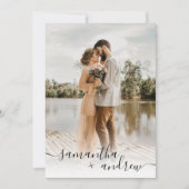 茶色素朴の木の糸の光2枚の結婚写真 招待状 (正面)