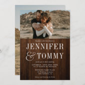 茶色素朴の木はっきりしたの秋結婚写真 招待状 (正面/裏面)