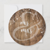 茶色素朴の木材、白い光のストリ結婚ングの2c 招待状 (裏面)