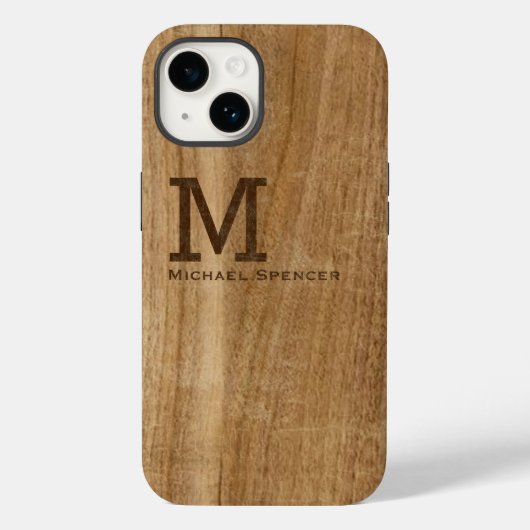 茶色素朴の木製のケース男性へ。メイト Case-Mate iPhoneケース (裏面)