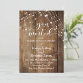 茶色素朴の木、白い光のストリン結婚グ 招待状 (スタンド正面)