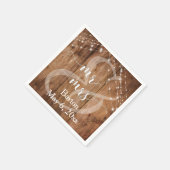 茶色素朴の木、白い光の糸ミスター&ミセス スタンダードカクテルナプキン (角)