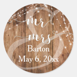 茶色素朴の木、白い光の糸ミスター&ミセス ラウンドシール