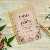 茶色素朴の植物学結婚薬 招待状