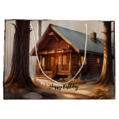 茶色素朴の水色クマ ラージペーパーバッグ (裏面)